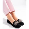 Čierne semišové lordsy s ozdobnými kryštálmi