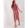 Bordové pruhované šaty s pásikom