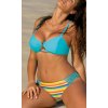 Tyrkysové bikiny s farebným pruhovaným spodným dielom Sena