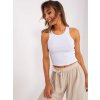 Biely rebrovaný crop top