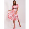 Ružovo-béžové plisované midi šaty s kvetinovou potlačou