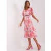 Ružovo-béžové plisované midi šaty s kvetinovou potlačou