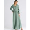 Svetlozelené maxi šaty s rázporkom