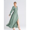 Svetlozelené maxi šaty s rázporkom