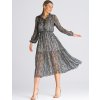 Čierno-sivé vzorované midi šaty