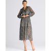 Čierno-sivé vzorované midi šaty