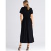 Čierne midi šaty s rozparkom