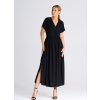 Čierne midi šaty s rozparkom