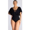 Čierne body s volánovými rukávmi