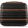 SOLIER Čierny cestovný kozmetický kufor STRIPE