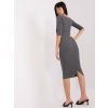 Tmavosivé bavlnené midi šaty s 3/4 rukávom