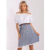 Bielo-modré bavlnené kockované šaty s pásikom