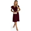 Vínové šaty s výstrihom a krátkym rukávom MATYLDA