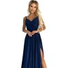 Elegantné tmavomodré maxi šaty s trblietkami DANIELE