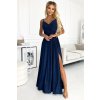 Elegantné tmavomodré maxi šaty s trblietkami DANIELE