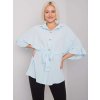 Svetlomodrá dámska voľná košeľa s opaskom