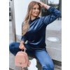 Tmavomodrá velúrová tepláková súprava SO COMFY