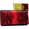 Peterson Červená kožená peňaženka so vzorom hadej kože Y358