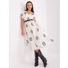 Smotanové midi šaty so vzorom