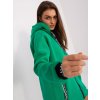 Zelená dlhá mikina s kapucňou na zips