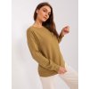 Olivový jednofarebný sveter