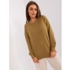Olivový jednofarebný sveter