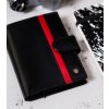 Rovicky Čierna kožená peňaženka s červeným pruhom L189