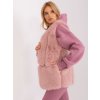 Svetloružová chlpatá kožušinová vesta