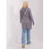 Sivý dlhší sveter na zips s vreckami