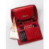 Peterson Červená stredná kožená peňaženka s prešívaním Y443