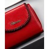 Peterson Červená stredná kožená peňaženka s prešívaním Y443