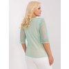 Mintová elegantná blúzka s priesvitnými rukávmi