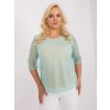 Mintová elegantná blúzka s priesvitnými rukávmi