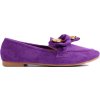 Fialové semišové mokasíny s mašľou