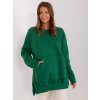 Tmavozelená vyteplená oversize mikina bez kapucne