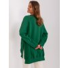 Tmavozelená vyteplená oversize mikina bez kapucne