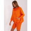 Oranžový trojdielny komplet šortiek, crop topu a mikiny