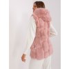 Ružová chlpatá vesta s kapucňou