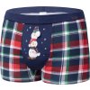 Tmavomodré kárované vianočné boxerky - Snehuliak