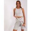 Svetlosivý komplet mikiny, topu a šortiek