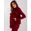 Bordó asymetrická chlpatá kožúšková vesta