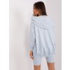Svetlomodrý trojdielny komplet šortiek, crop topu a mikiny