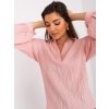 Svetloružová košeľová blúzka s výstrihom
