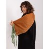 Tmavooranžový vzorovaný šál so strapcami
