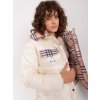 Smotanová prešívaná bunda s károvaným vzorom