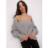 Sivý pletený komplet topu a svetra