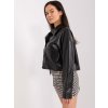 Čierna koženková krátka crop bunda