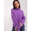 Fialový vrkôčikový sveter s rolákom