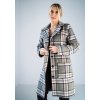 Sivý károvaný dámsky kabát