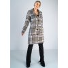 Sivý károvaný dámsky kabát